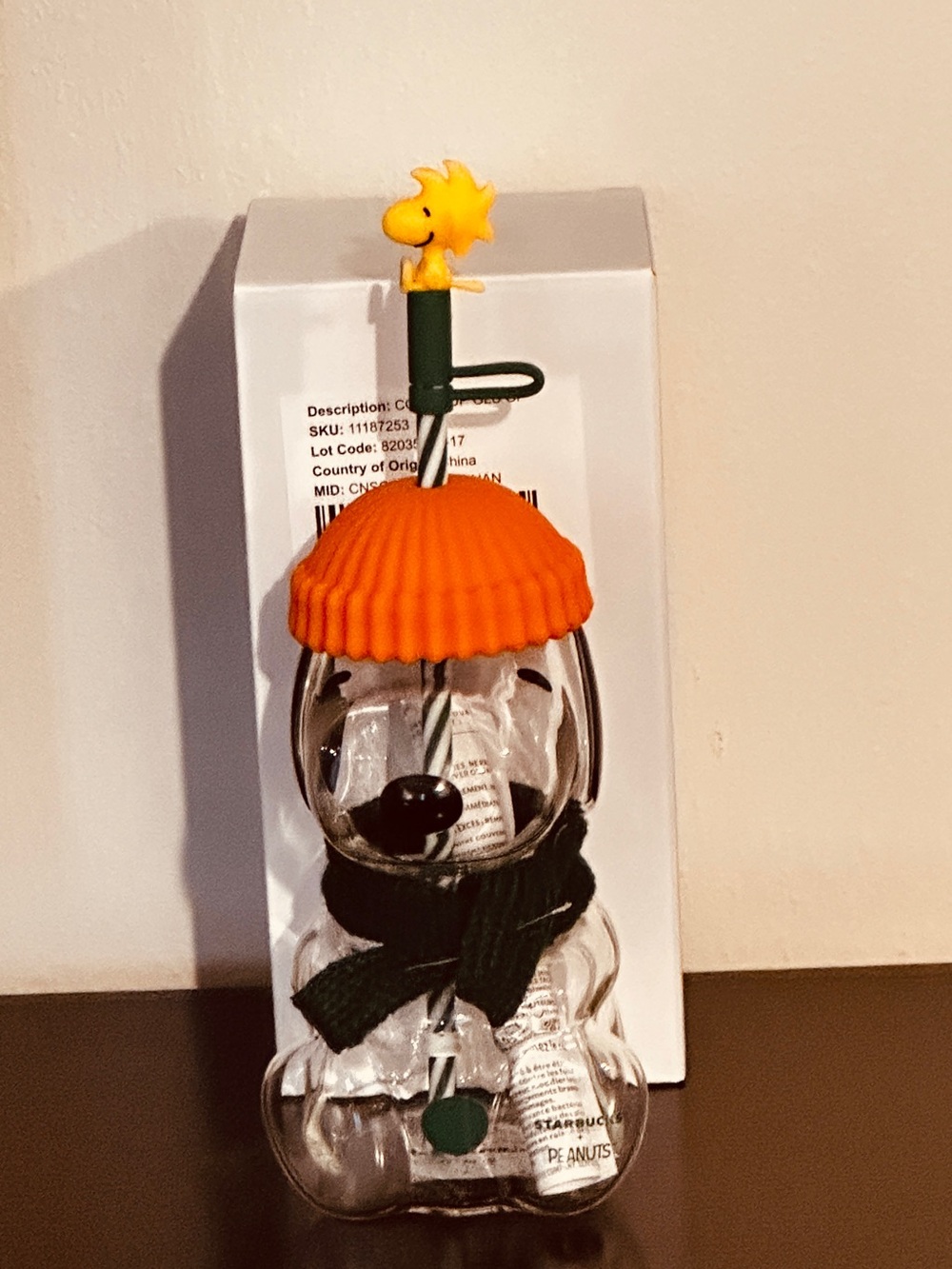 Starbucks x Peanuts Glass Snoopy Coffee Sippy Cup